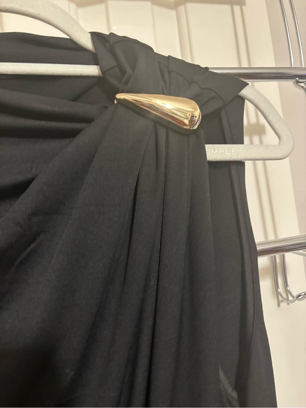 MICAS Sleeveless Black Midi Dress with Gold Teardrop Accents - Picture 4 of 5